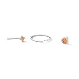 Semi-Solid Sterling Silver Champagne CZ Nose Stud and Ring Set - 22G 3/8”