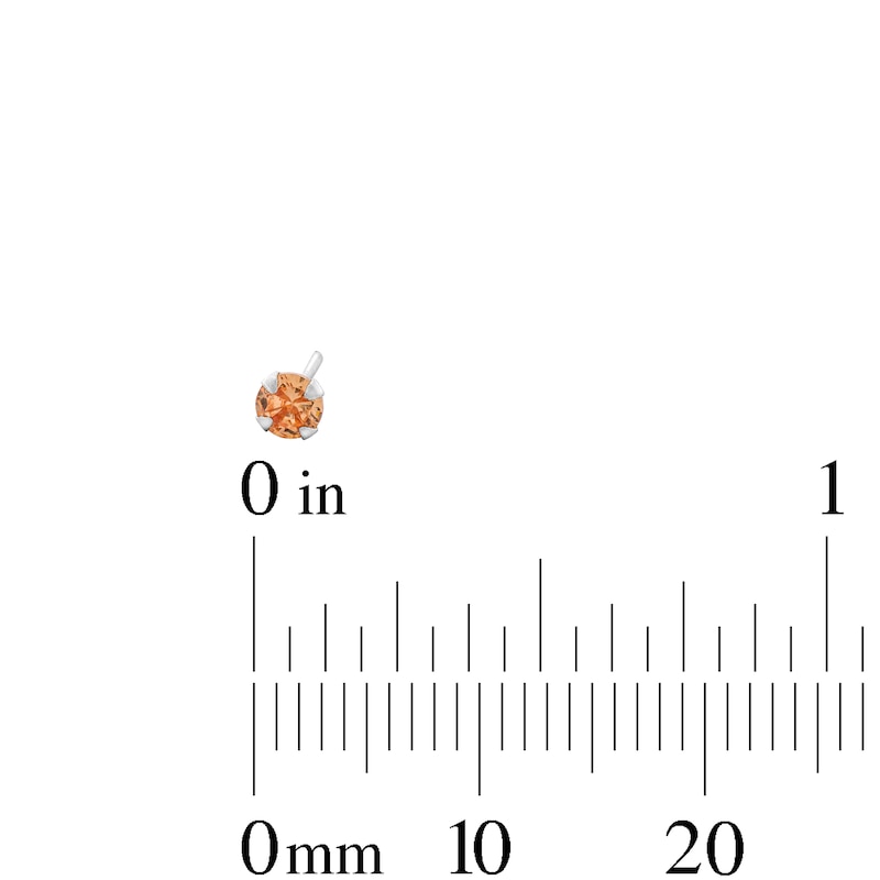 Main Image 4 of Semi-Solid Sterling Silver Champagne CZ Nose Stud and Ring Set - 22G 3/8”