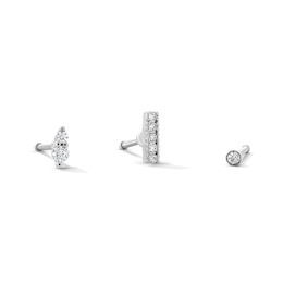 Semi-Solid Stainless Steel CZ and Crystal Nose Stud Set - 20G 5/16”