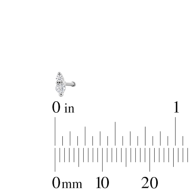 Main Image 2 of Semi-Solid Stainless Steel CZ and Crystal Nose Stud Set - 20G 5/16”