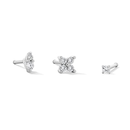 Semi-Solid Stainless Steel CZ Nose Stud Set - 20G 5/16”