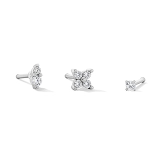 Semi-Solid Stainless Steel CZ Nose Stud Set - 20G 5/16”