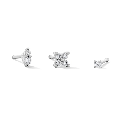 Semi-Solid Stainless Steel CZ Nose Stud Set - 20G 5/16”