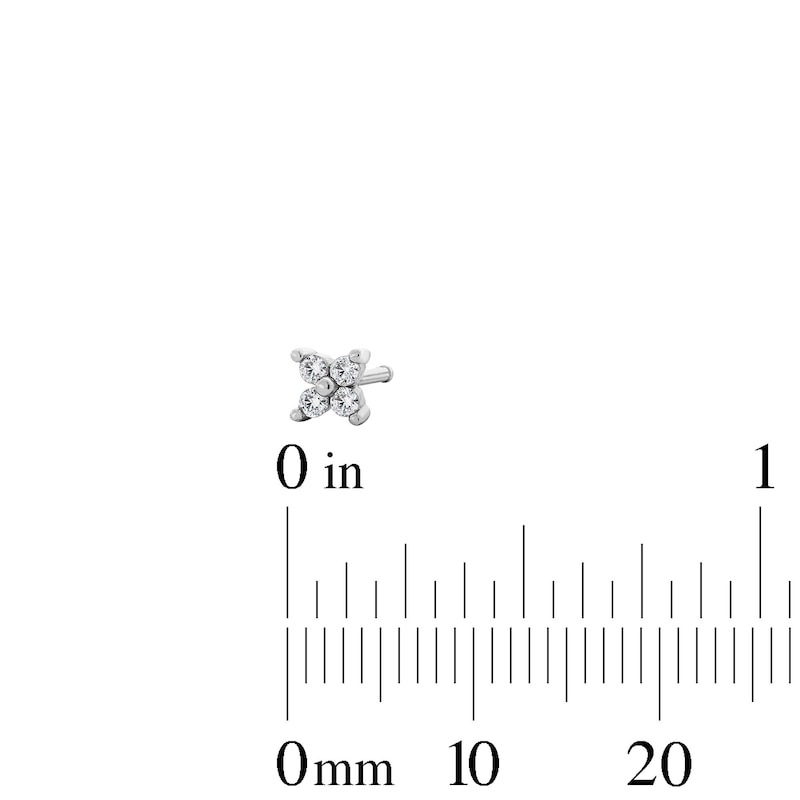 Main Image 3 of Semi-Solid Stainless Steel CZ Nose Stud Set - 20G 5/16”