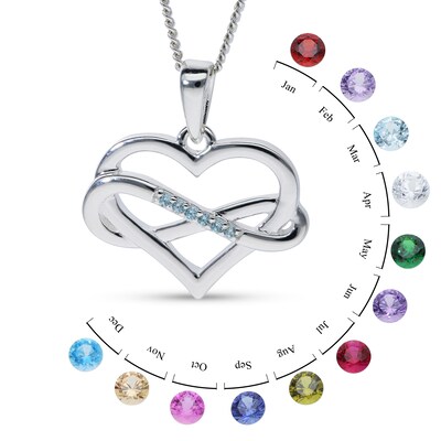 Sterling Silver Personalized Infinity Heart Pendant - 18"