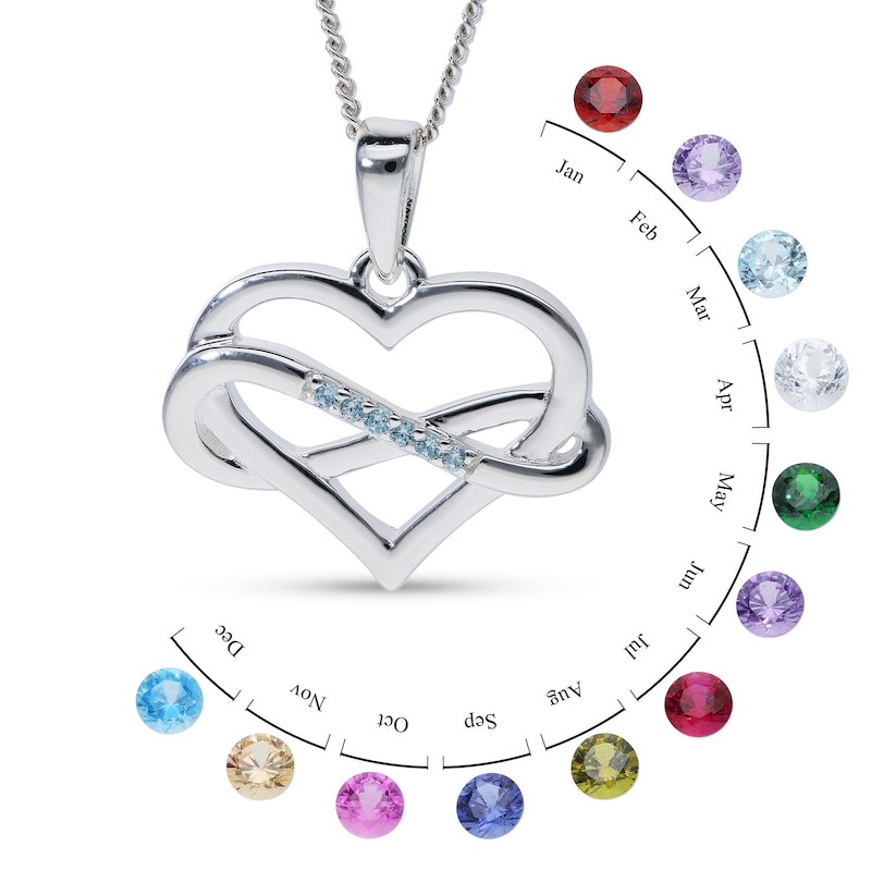 Main Image 2 of Sterling Silver Personalized Infinity Heart Pendant - 18"