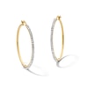 Thumbnail Image 1 of 10K Gold Bonded 30mm Crystal Knife Edge Hoop Earrings