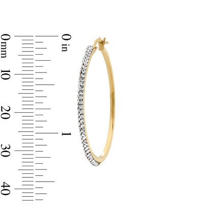 10K Gold Bonded 30mm Crystal Knife Edge Hoop Earrings