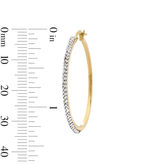 10K Gold Bonded 30mm Crystal Knife Edge Hoop Earrings