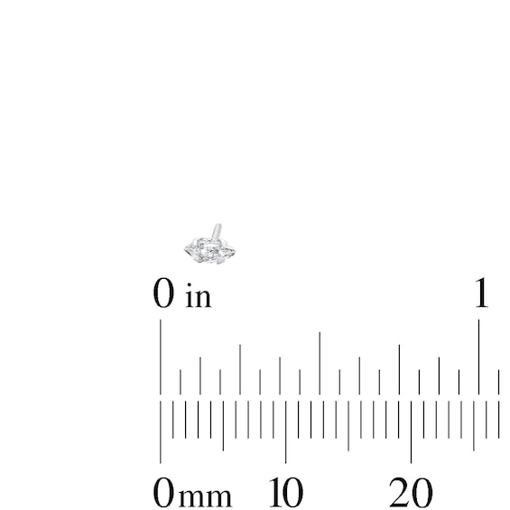Semi-Solid Sterling Silver Triangle and Marquise CZ Nose Stud and Ring Set - 22G 3/8”