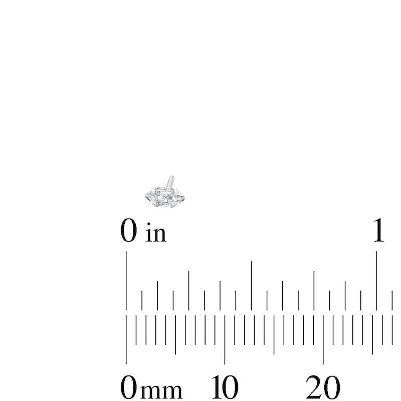 Main Image 4 of Semi-Solid Sterling Silver Triangle and Marquise CZ Nose Stud and Ring Set - 22G 3/8”