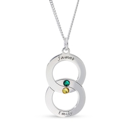 Sterling Silver Engravable Interlocking Circles Pendant - 16"