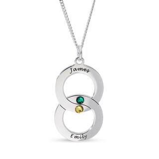 Sterling Silver Engravable Interlocking Circles Pendant - 16"