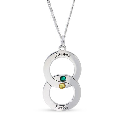 Sterling Silver Engravable Interlocking Circles Pendant - 16"