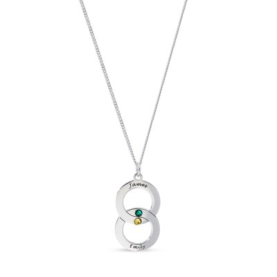 Sterling Silver Engravable Interlocking Circles Pendant - 16"