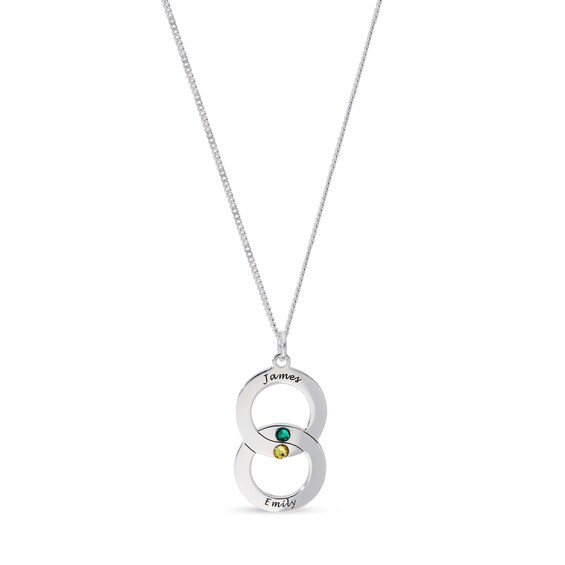 Sterling Silver Engravable Interlocking Circles Pendant - 16"