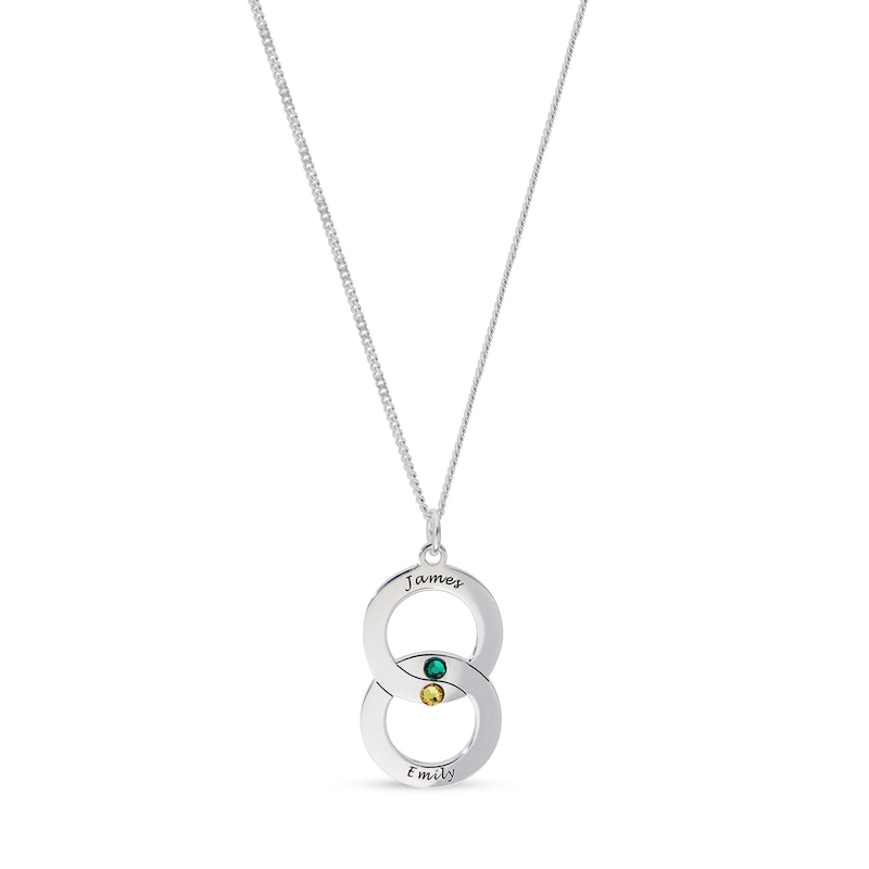Main Image 2 of Sterling Silver Engravable Interlocking Circles Pendant - 16"