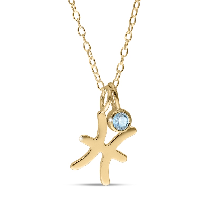 Main Image 3 of 14K Yellow Gold Plated Birthstone Zodiac Pendant - 18"