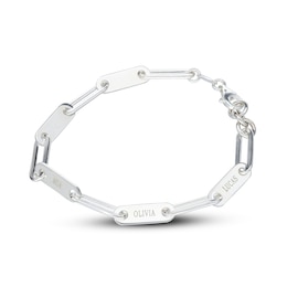 Sterling Silver Engravable Paper Clip Chain Bracelet - 7.5 in.