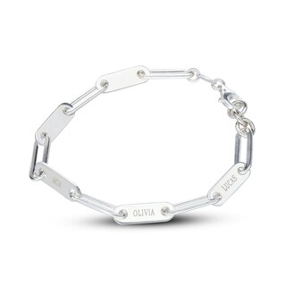 Sterling Silver Engravable Paper Clip Chain Bracelet - 7.5"