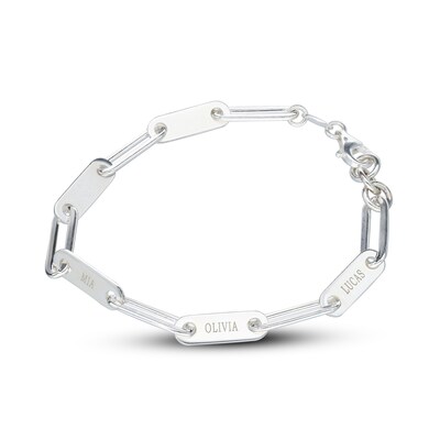 Sterling Silver Engravable Paper Clip Chain Bracelet - 7.5"