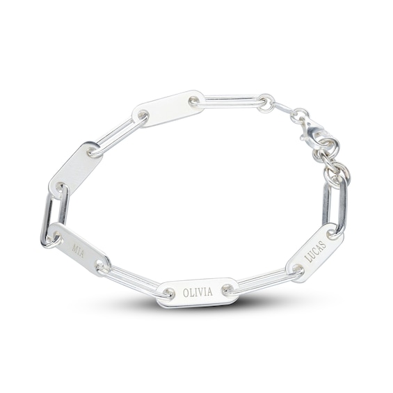 Sterling Silver Engravable Paper Clip Chain Bracelet - 7.5"