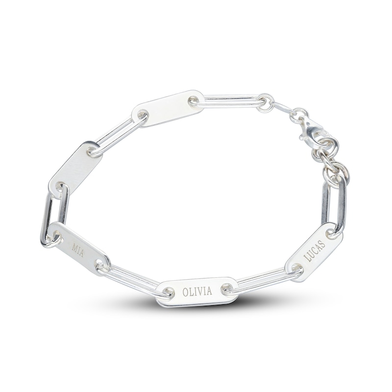 Main Image 1 of Sterling Silver Engravable Paper Clip Chain Bracelet - 7.5"