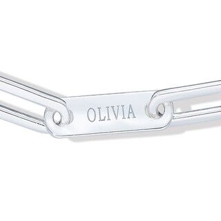 Sterling Silver Engravable Paper Clip Chain Bracelet - 7.5"