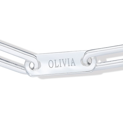 Sterling Silver Engravable Paper Clip Chain Bracelet - 7.5"