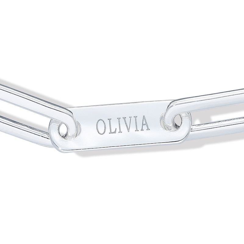 Main Image 2 of Sterling Silver Engravable Paper Clip Chain Bracelet - 7.5"