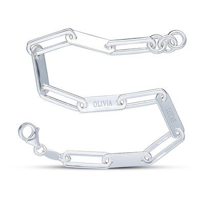 Sterling Silver Engravable Paper Clip Chain Bracelet - 7.5"