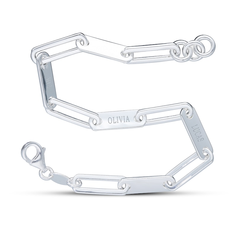 Main Image 3 of Sterling Silver Engravable Paper Clip Chain Bracelet - 7.5"