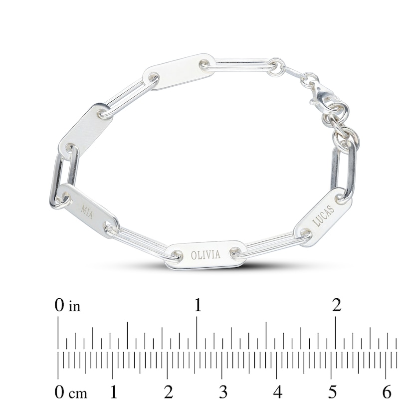 Main Image 4 of Sterling Silver Engravable Paper Clip Chain Bracelet - 7.5"