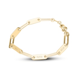 14K Yellow Gold Plated  Engravable Paper Clip Chain Bracelet - 7.5 in.