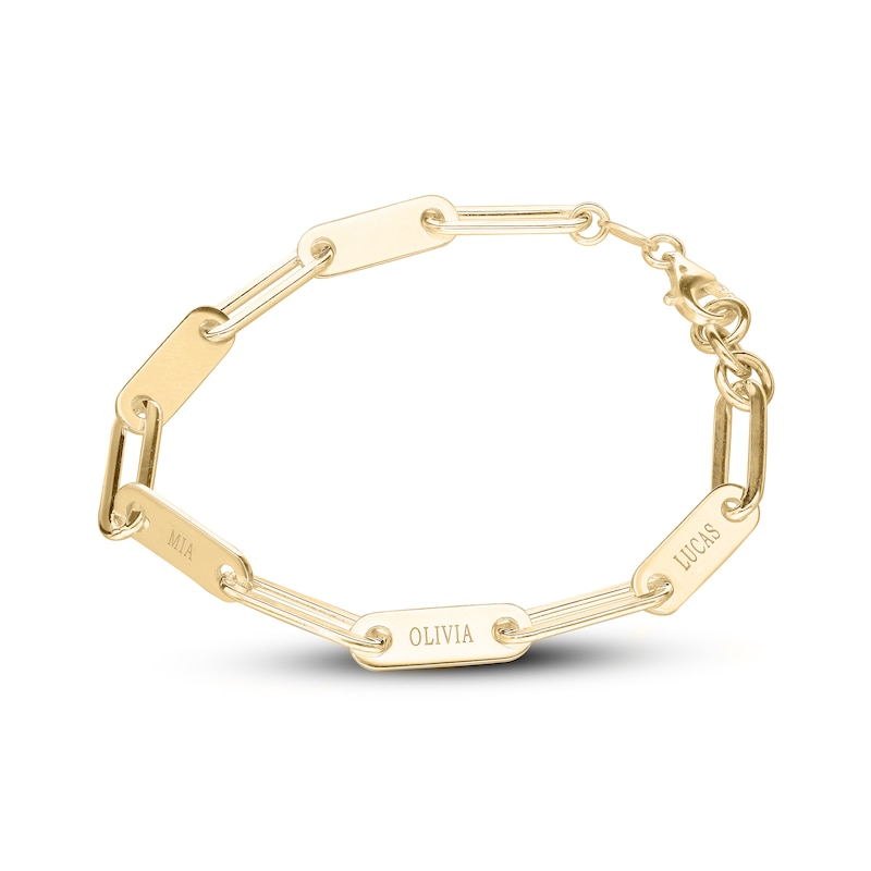 14K Yellow Gold Plated Engravable Paper Clip Chain Bracelet - 7.5"