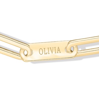 14K Yellow Gold Plated  Engravable Paper Clip Chain Bracelet - 7.5"