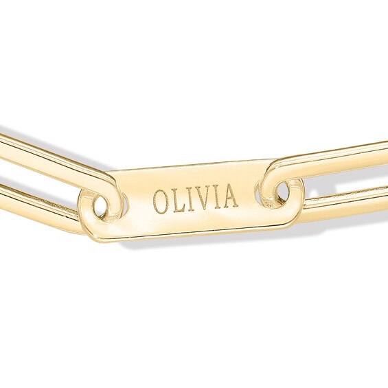 14K Yellow Gold Plated  Engravable Paper Clip Chain Bracelet - 7.5"