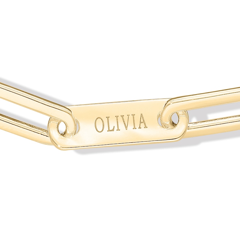 14K Yellow Gold Plated  Engravable Paper Clip Chain Bracelet - 7.5"