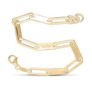 14K Yellow Gold Plated  Engravable Paper Clip Chain Bracelet - 7.5"