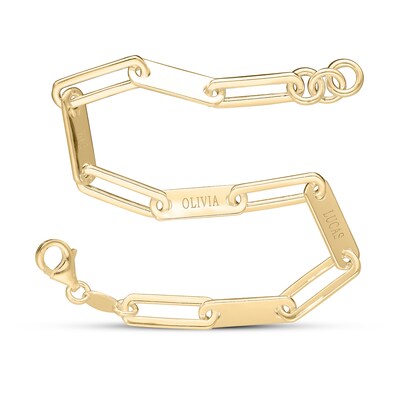 14K Yellow Gold Plated  Engravable Paper Clip Chain Bracelet - 7.5"