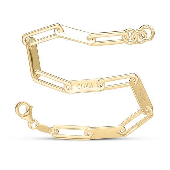 14K Yellow Gold Plated  Engravable Paper Clip Chain Bracelet - 7.5"