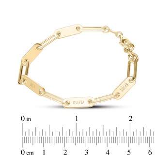 14K Yellow Gold Plated  Engravable Paper Clip Chain Bracelet - 7.5"