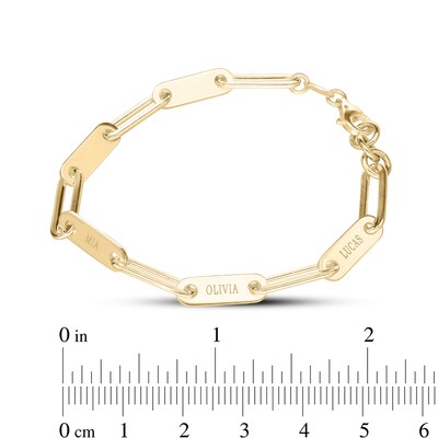 14K Yellow Gold Plated  Engravable Paper Clip Chain Bracelet - 7.5"
