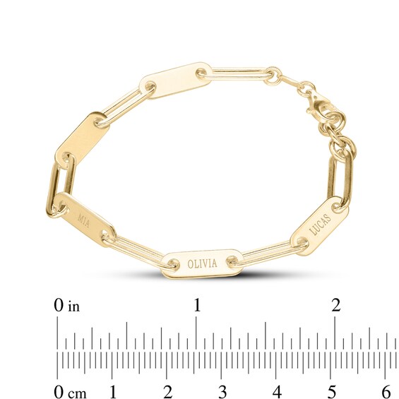 14K Yellow Gold Plated  Engravable Paper Clip Chain Bracelet - 7.5"