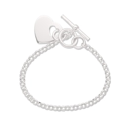 Sterling Silver Engravable Heart Toggle Bracelet - 7.5"