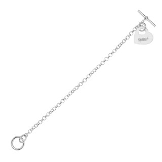 Sterling Silver Engravable Heart Toggle Bracelet - 7.5"