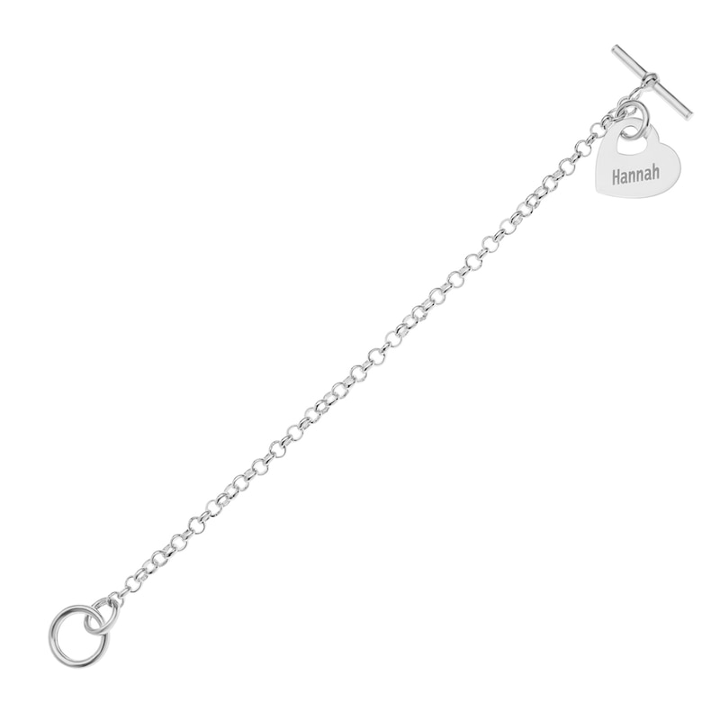 Main Image 4 of Sterling Silver Engravable Heart Toggle Bracelet - 7.5"