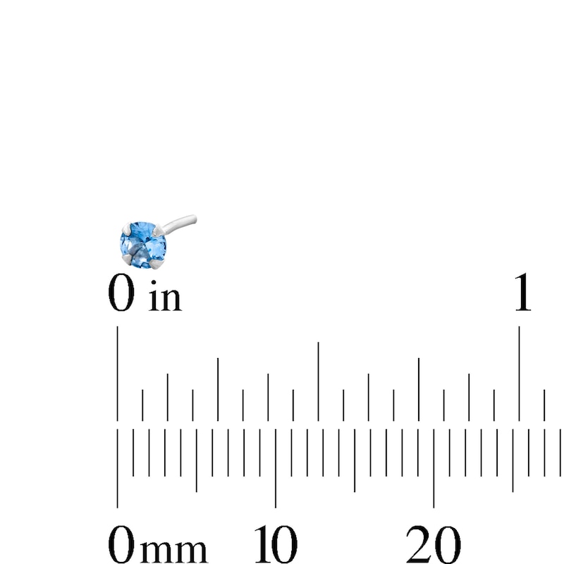 Main Image 3 of Semi-Solid Sterling Silver Blue CZ Nose Stud and Ring Set - 22G 3/8"