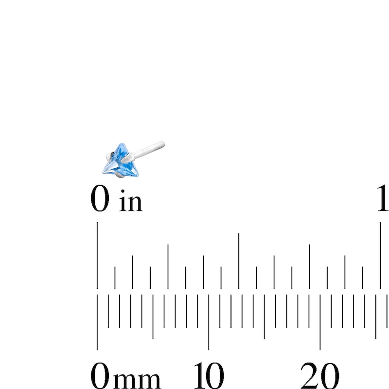 Main Image 4 of Semi-Solid Sterling Silver Blue CZ Nose Stud and Ring Set - 22G 3/8"