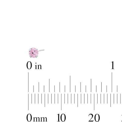 Semi-Solid Sterling Silver Pink CZ Nose Stud and Ring Set - 22G 3/8”